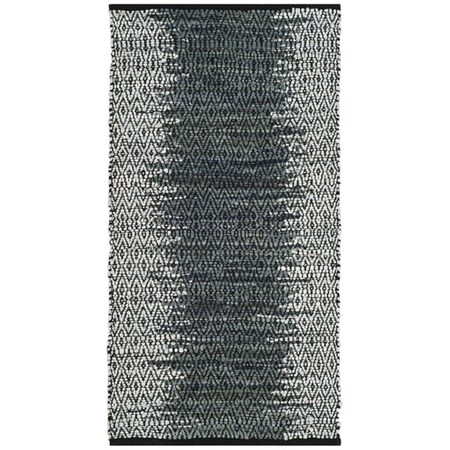 Flowers First 2 ft. 3 in. x 4 ft. Vintage Leather Hand Woven Area Rug, Light Grey & Charcoal - Accent FL1862596